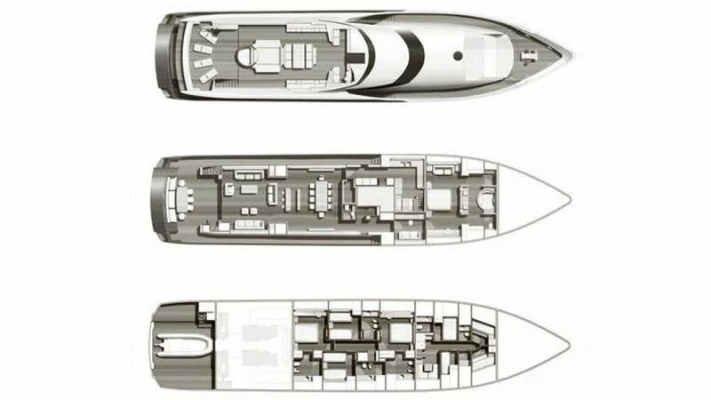 diagram, engineering drawing aboard FUSION Yacht for Charter