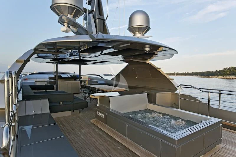 a space shuttle on a deck aboard FUSION Yacht for Charter