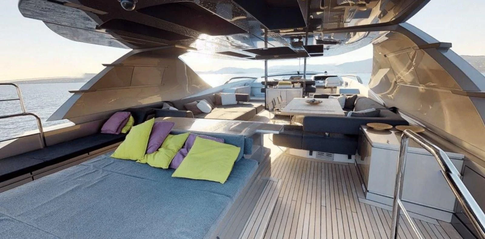 inside of a boat aboard FUSION Yacht for Charter