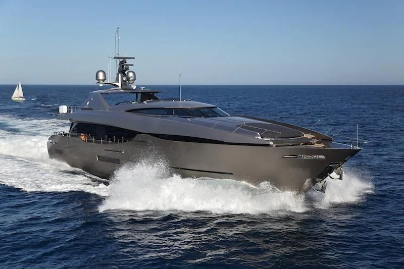 a large ship in the water aboard FUSION Yacht for Charter
