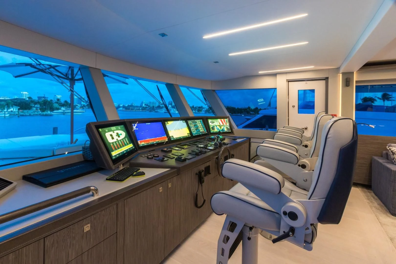 inside view of a control room aboard GG Yacht for Sale