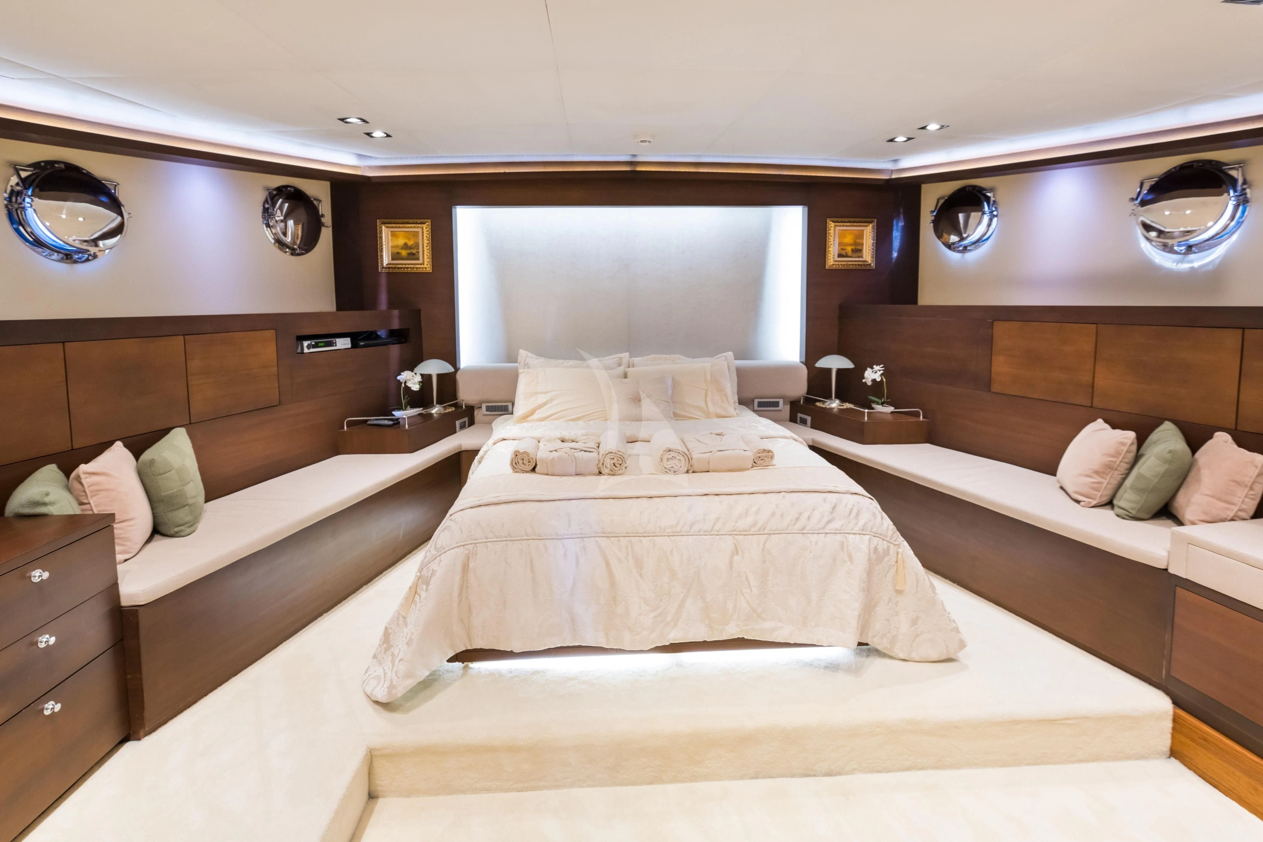 a room with two beds aboard DOUBLE EAGLE Yacht for Sale