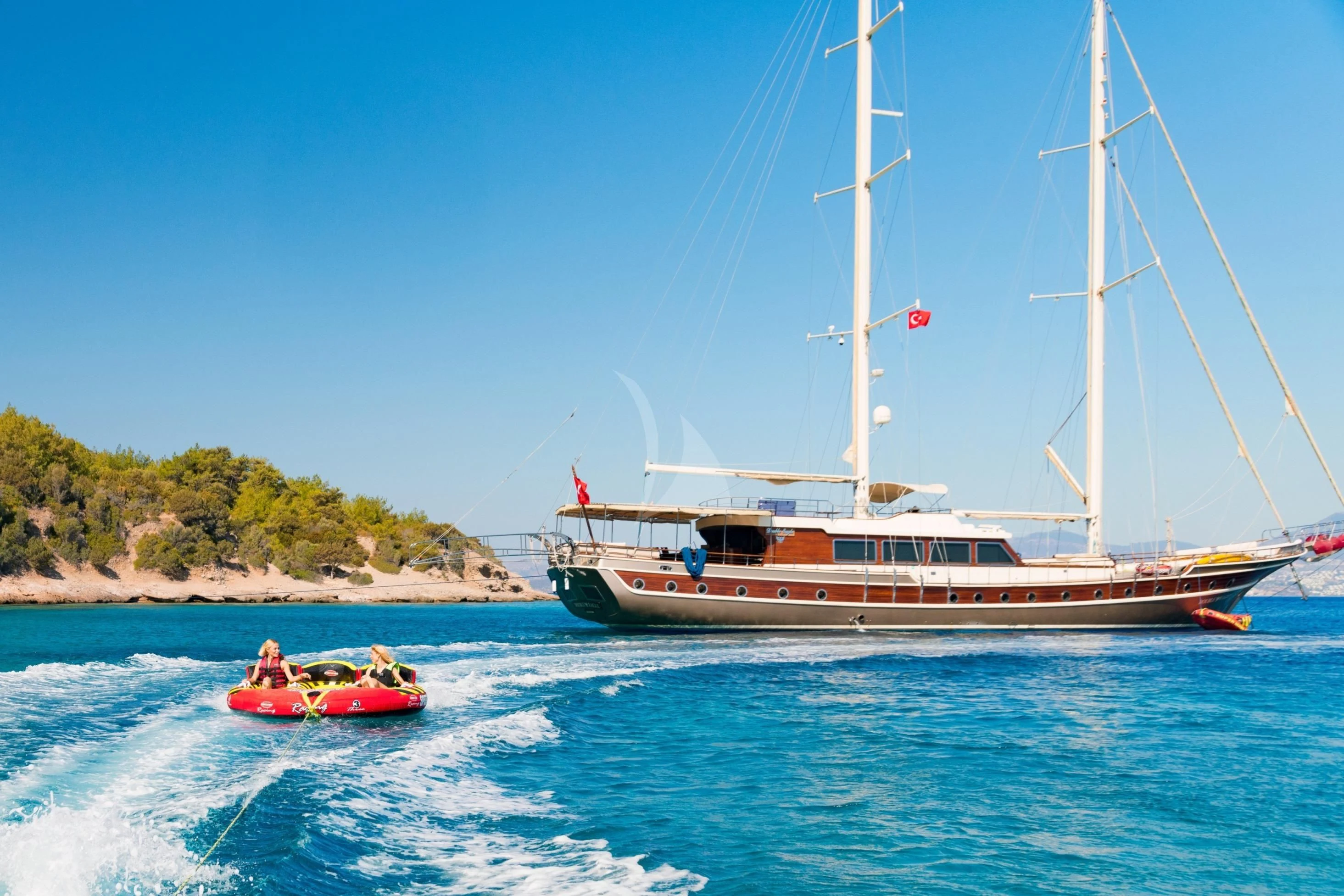 a boat on the water aboard DOUBLE EAGLE Yacht for Sale