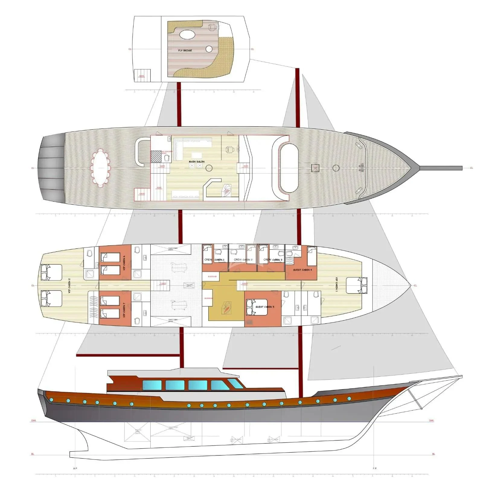 diagram aboard DOUBLE EAGLE Yacht for Sale