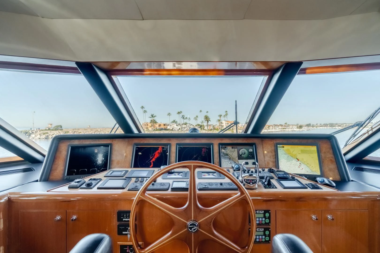 inside of a vehicle aboard OBSESSION Yacht for Sale