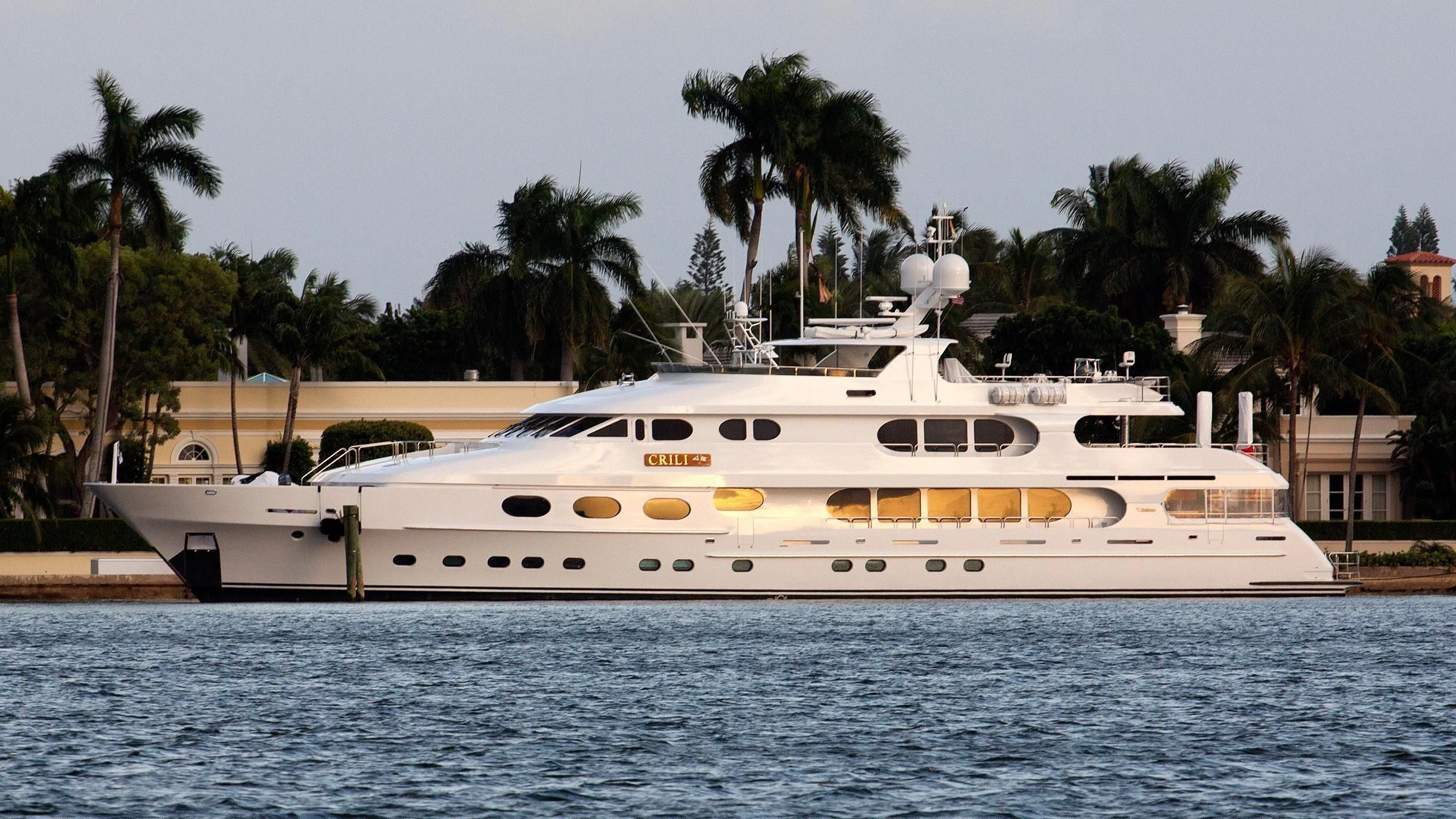 a white yacht in the water aboard CRILI Yacht for Sale