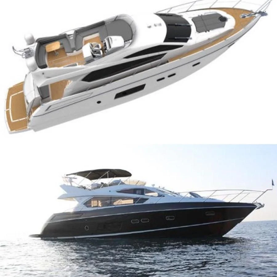 a boat with a motor attached to it aboard FARA Yacht for Sale
