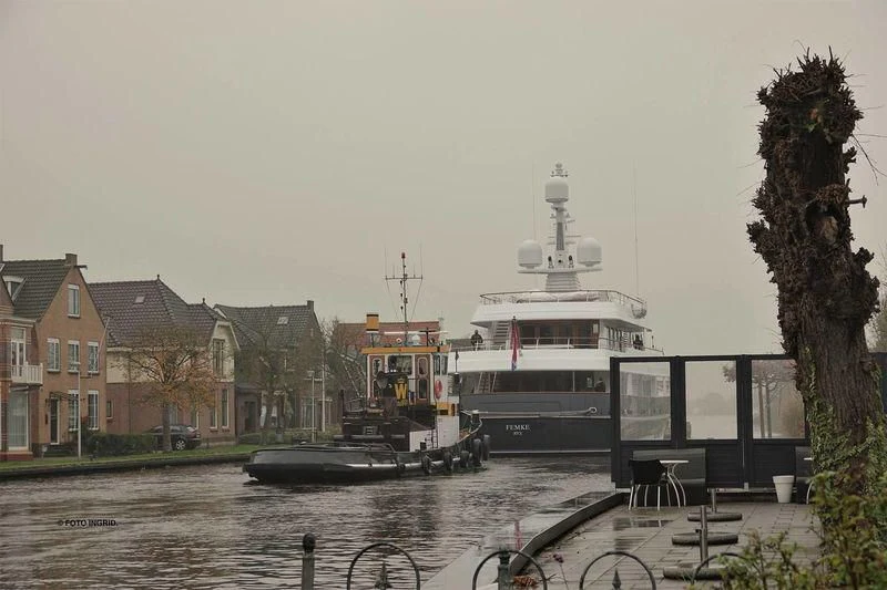 a boat docked at a pier aboard VALORIA B Yacht for Sale