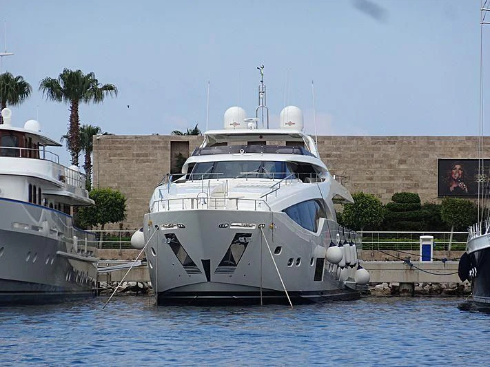 a boat docked at a pier aboard HAPPY 2 Yacht for Sale