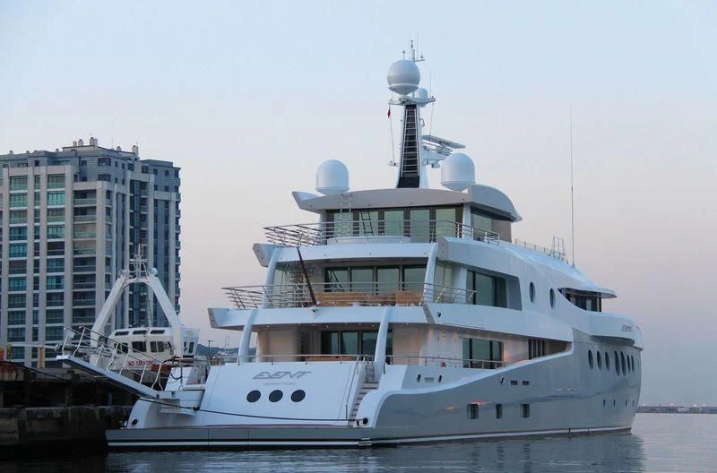 a large white boat in the water aboard EVENT Yacht for Sale