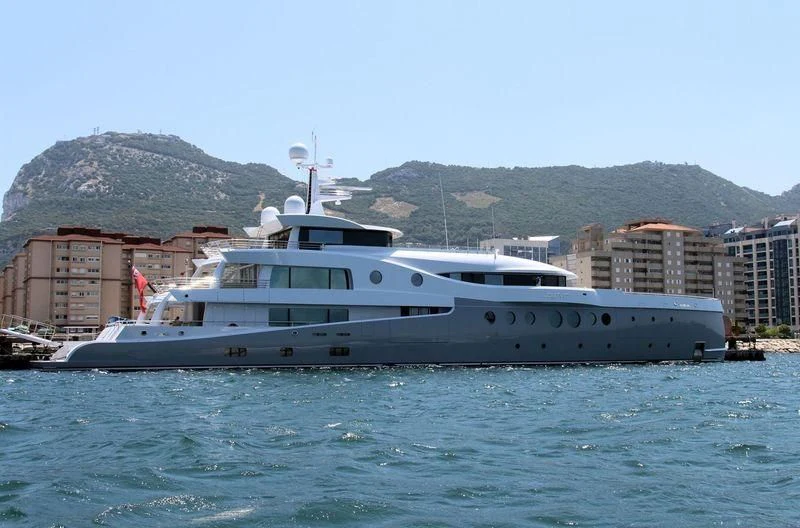 a large white boat in the water aboard EVENT Yacht for Sale