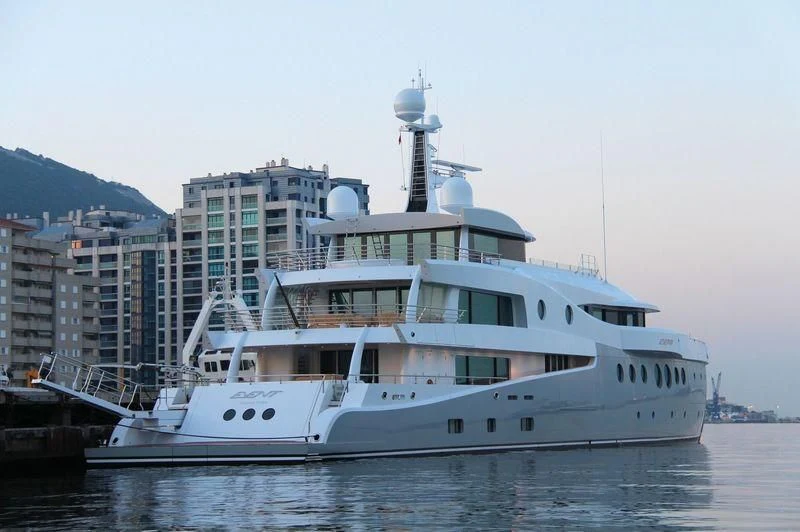 a large white boat in the water aboard EVENT Yacht for Sale