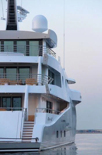 a large white boat aboard EVENT Yacht for Sale
