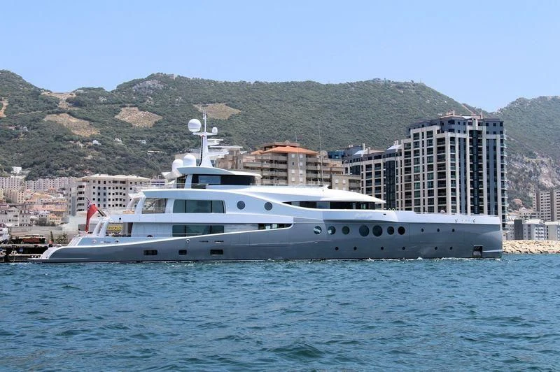 a large white boat in the water aboard EVENT Yacht for Sale