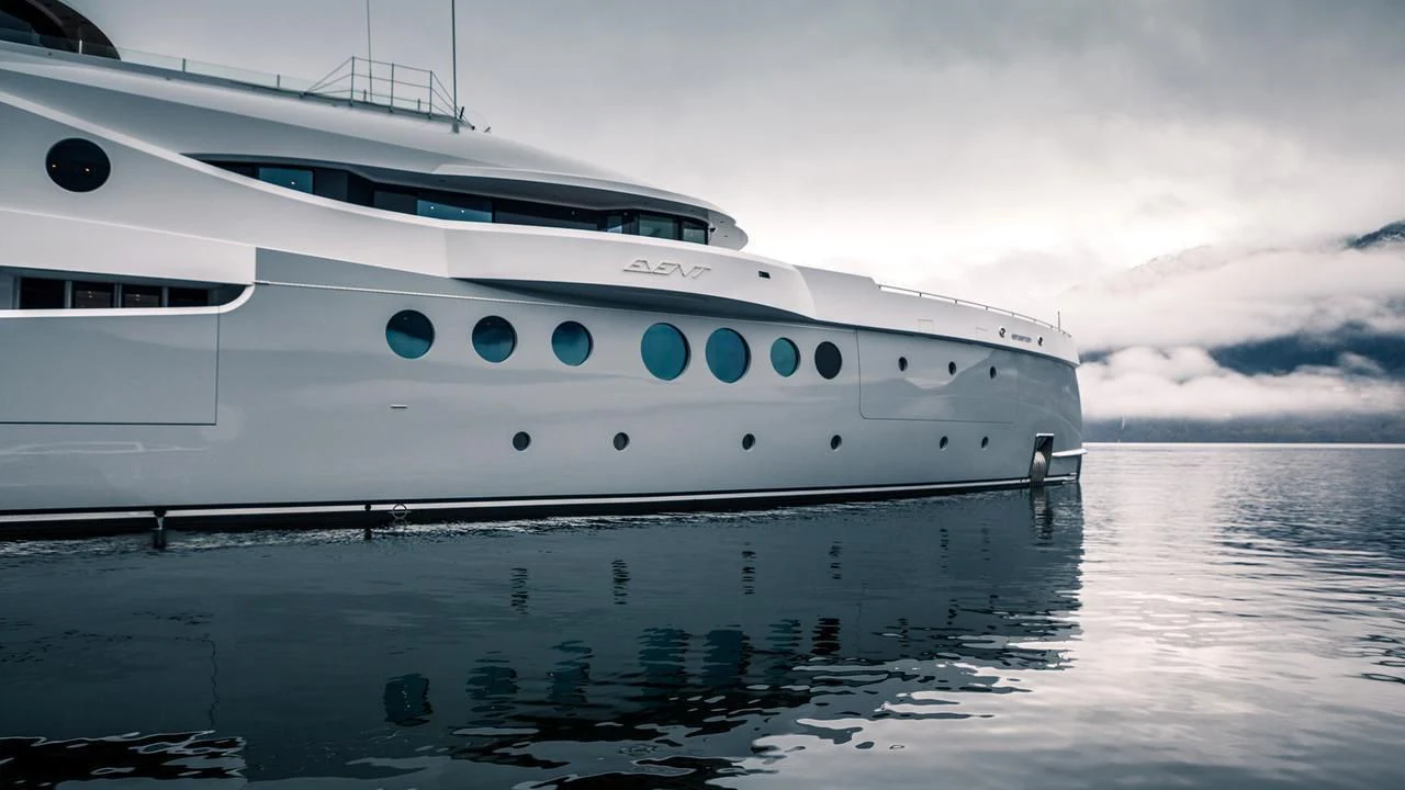 a white yacht on the water aboard EVENT Yacht for Sale