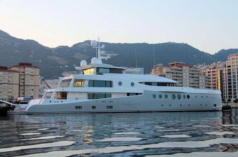 a large white boat in the water aboard EVENT Yacht for Sale