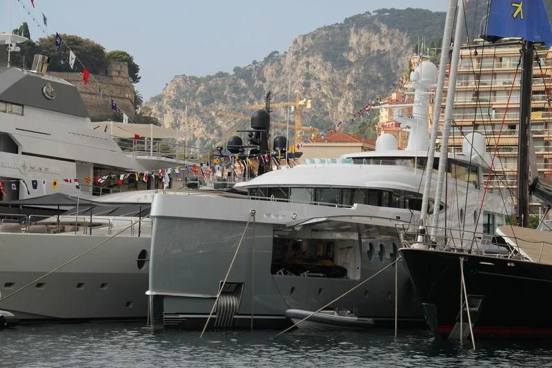 a group of boats docked aboard EVENT Yacht for Sale
