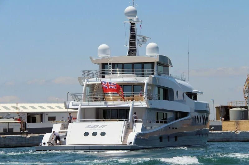 a large white ship aboard EVENT Yacht for Sale