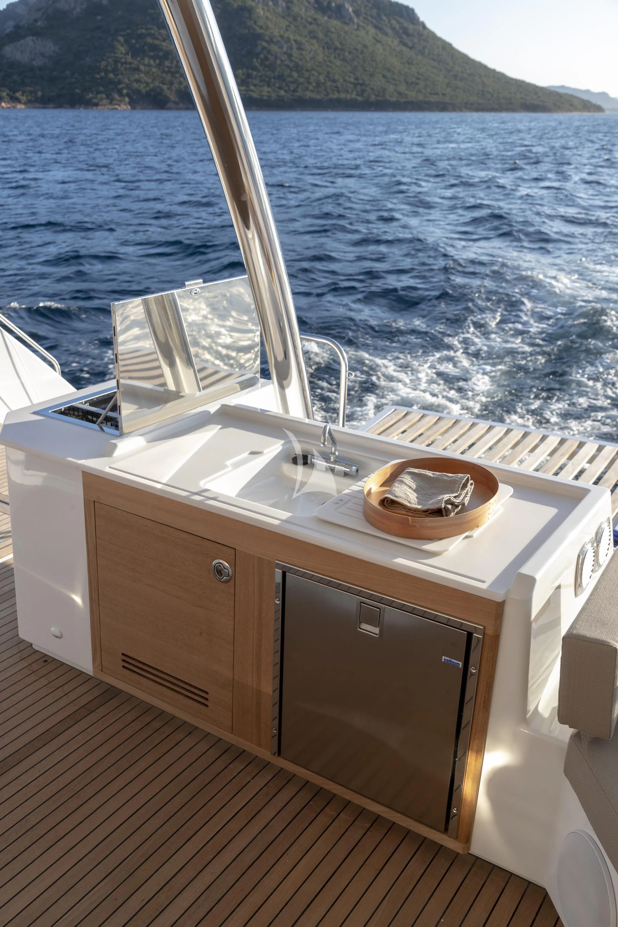 a boat on a body of water aboard AETHER Yacht for Charter