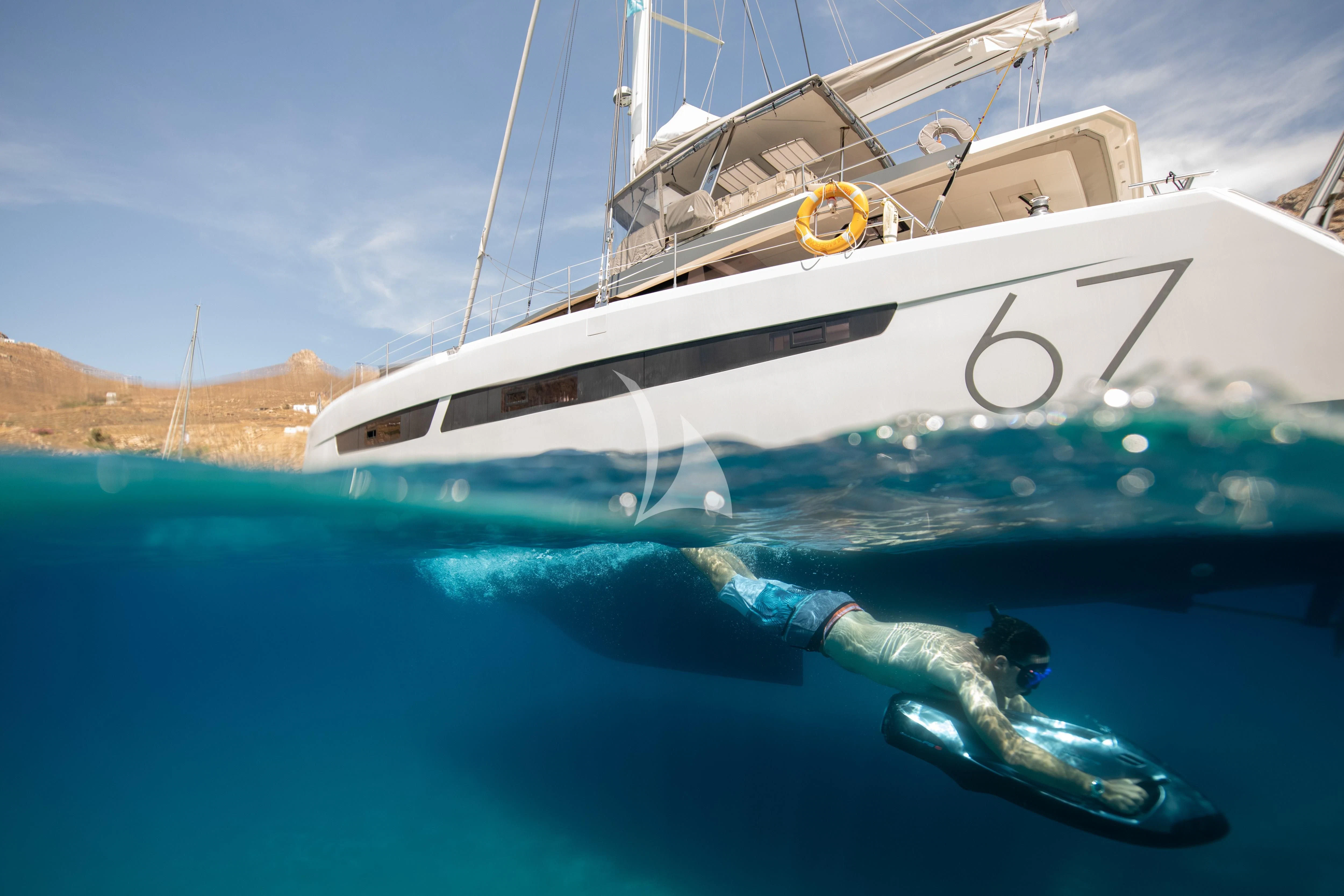 a boat in the water aboard AETHER Yacht for Charter