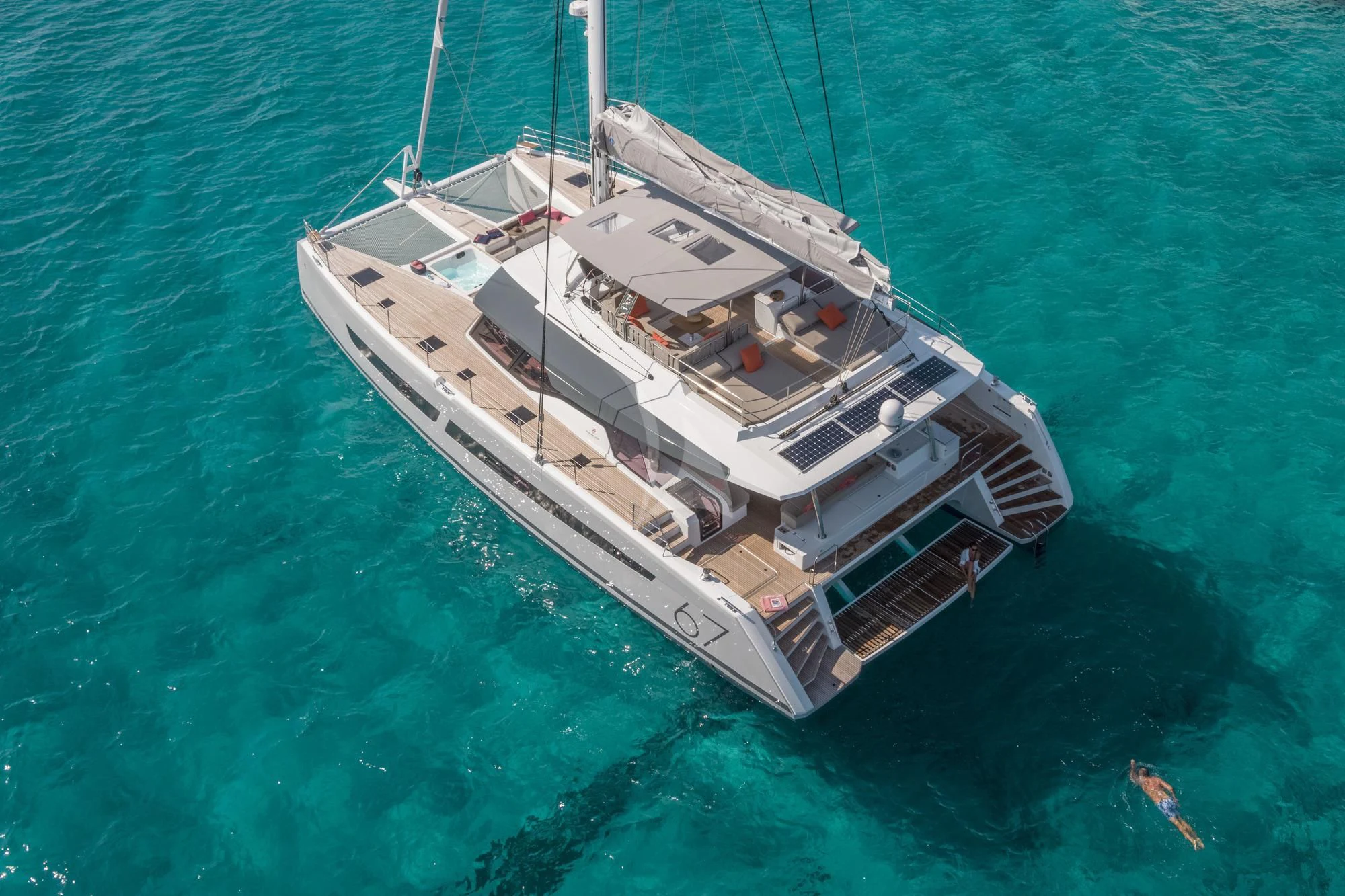 a boat in the water aboard AETHER Yacht for Charter