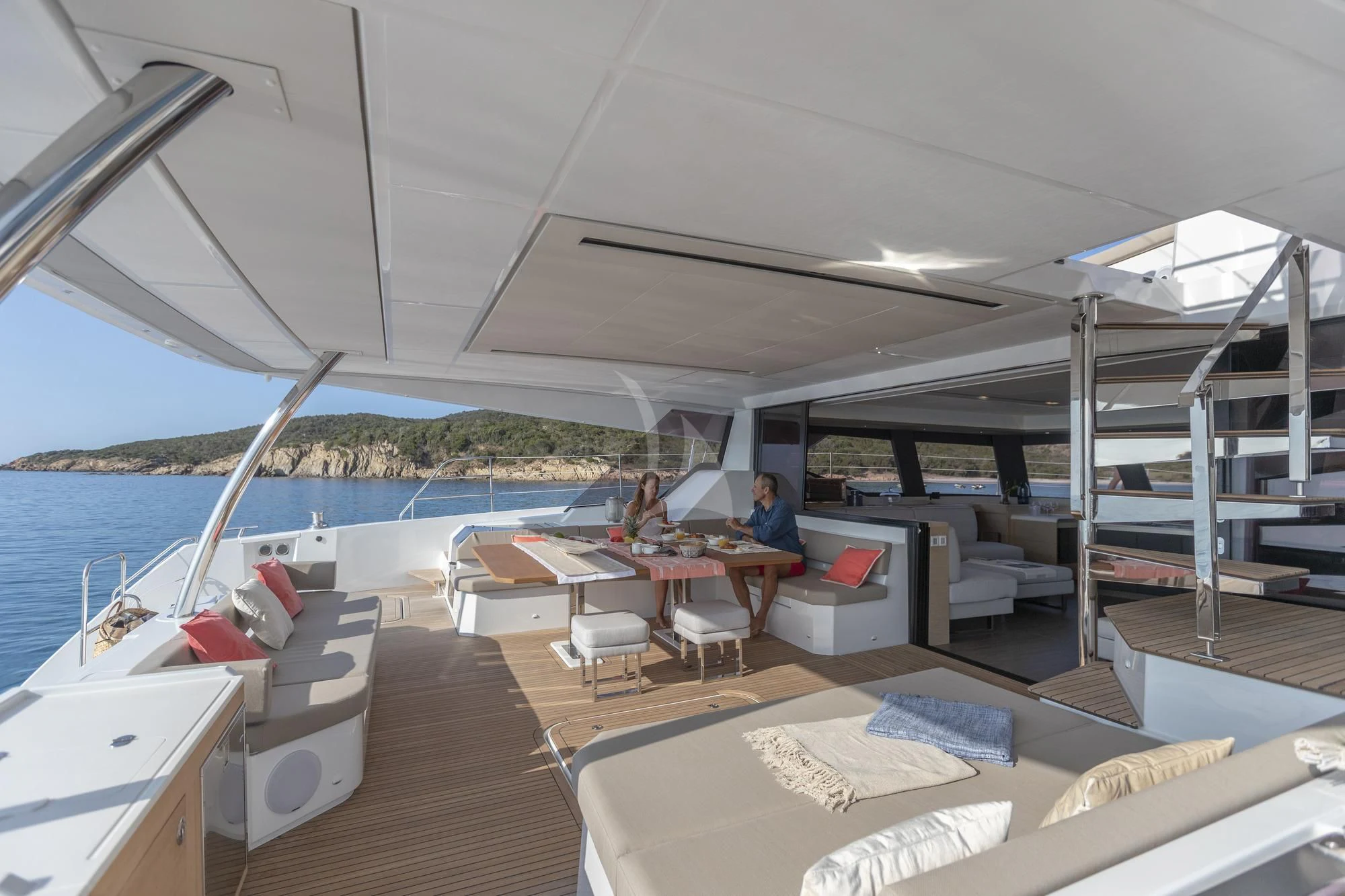 a boat on the water aboard AETHER Yacht for Charter