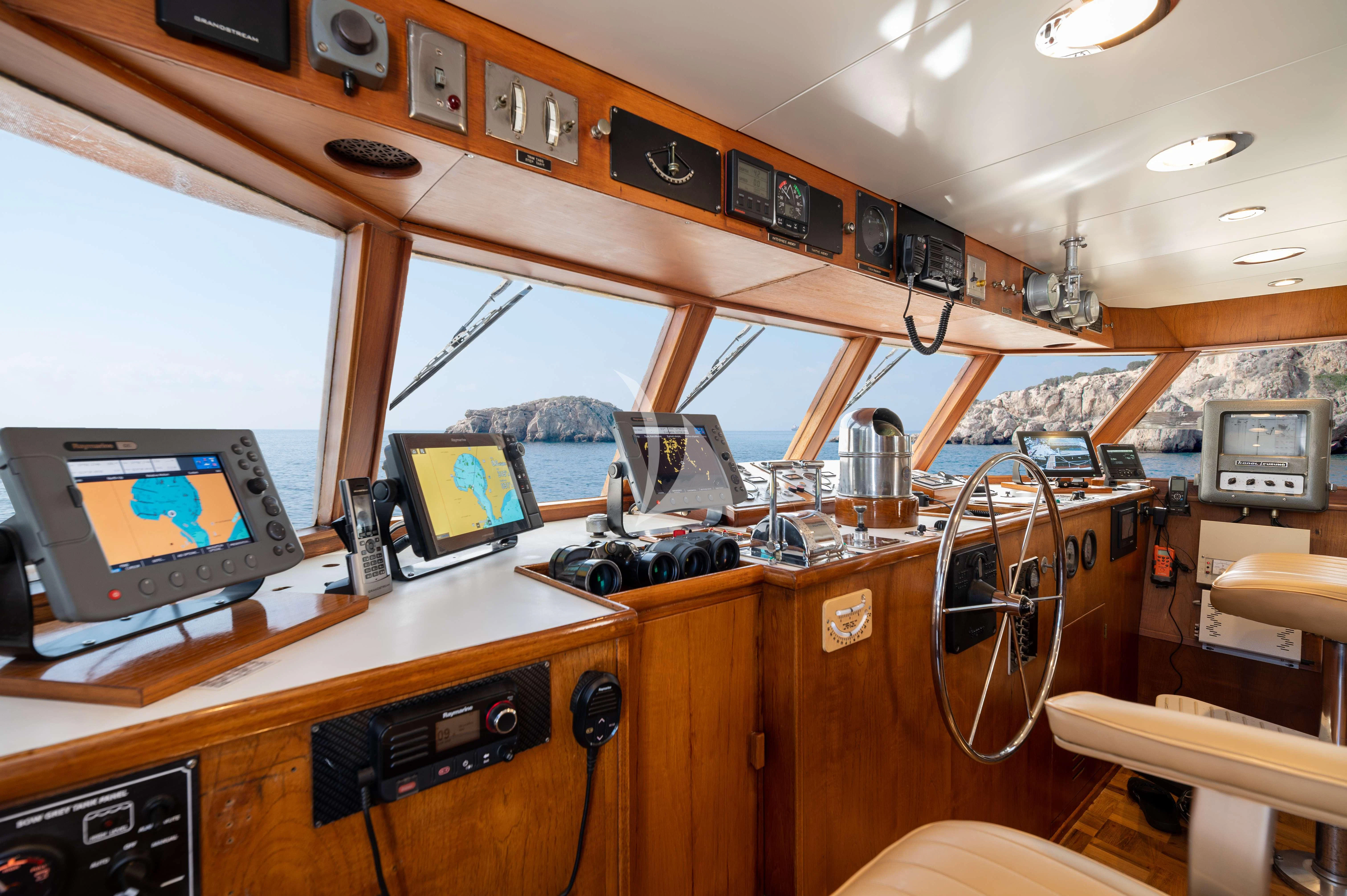a room with a desk and computer aboard TAKA Yacht for Sale