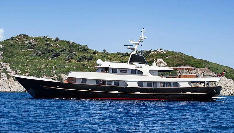 a large boat in the water aboard MESERRET Yacht for Sale