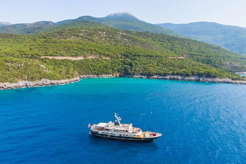a boat sailing on the water aboard MESERRET Yacht for Sale