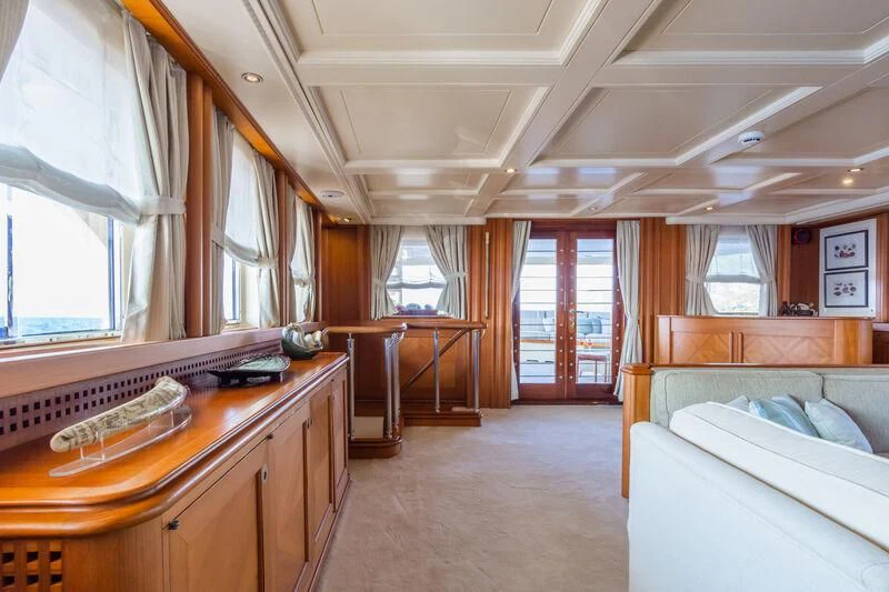 a room with a bed and desk aboard MESERRET Yacht for Sale