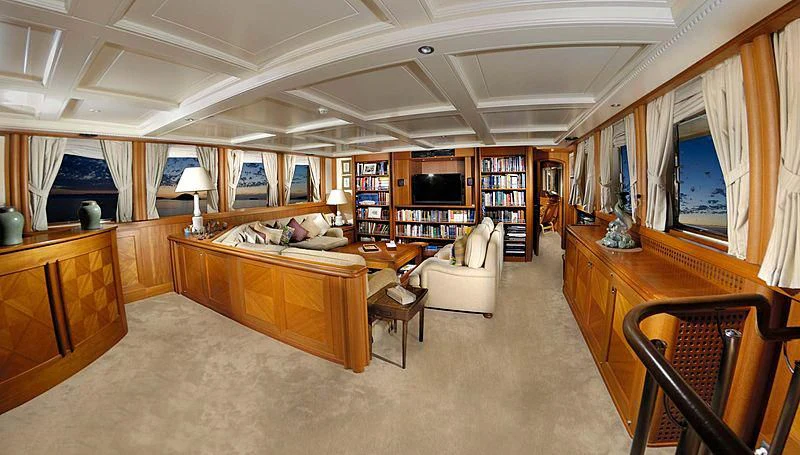 a large bedroom with a large bed aboard MESERRET Yacht for Sale