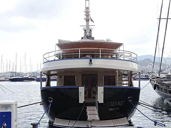 a boat docked at a pier aboard MESERRET Yacht for Sale