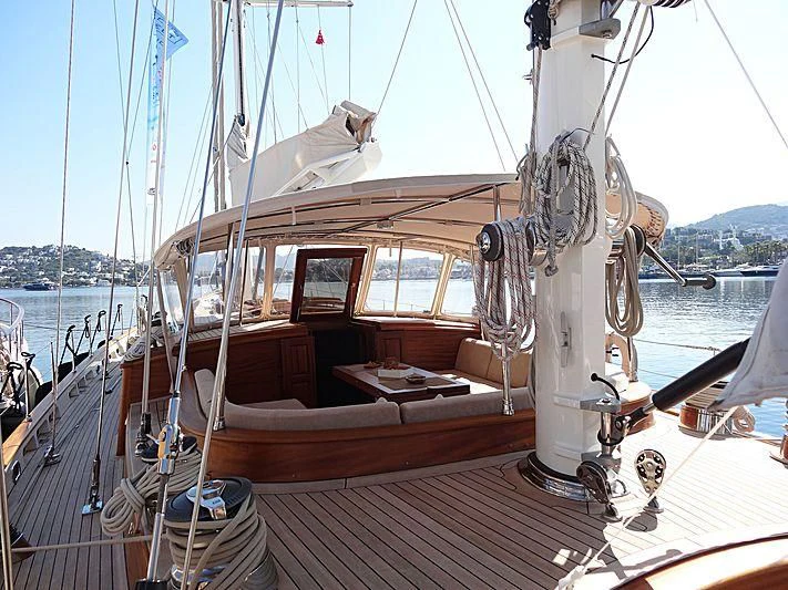 a boat on a deck aboard ILIOS Yacht for Sale