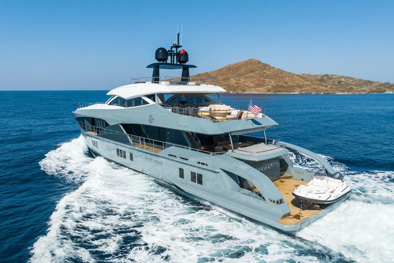 a boat on the water aboard LEONIDAS Yacht for Sale