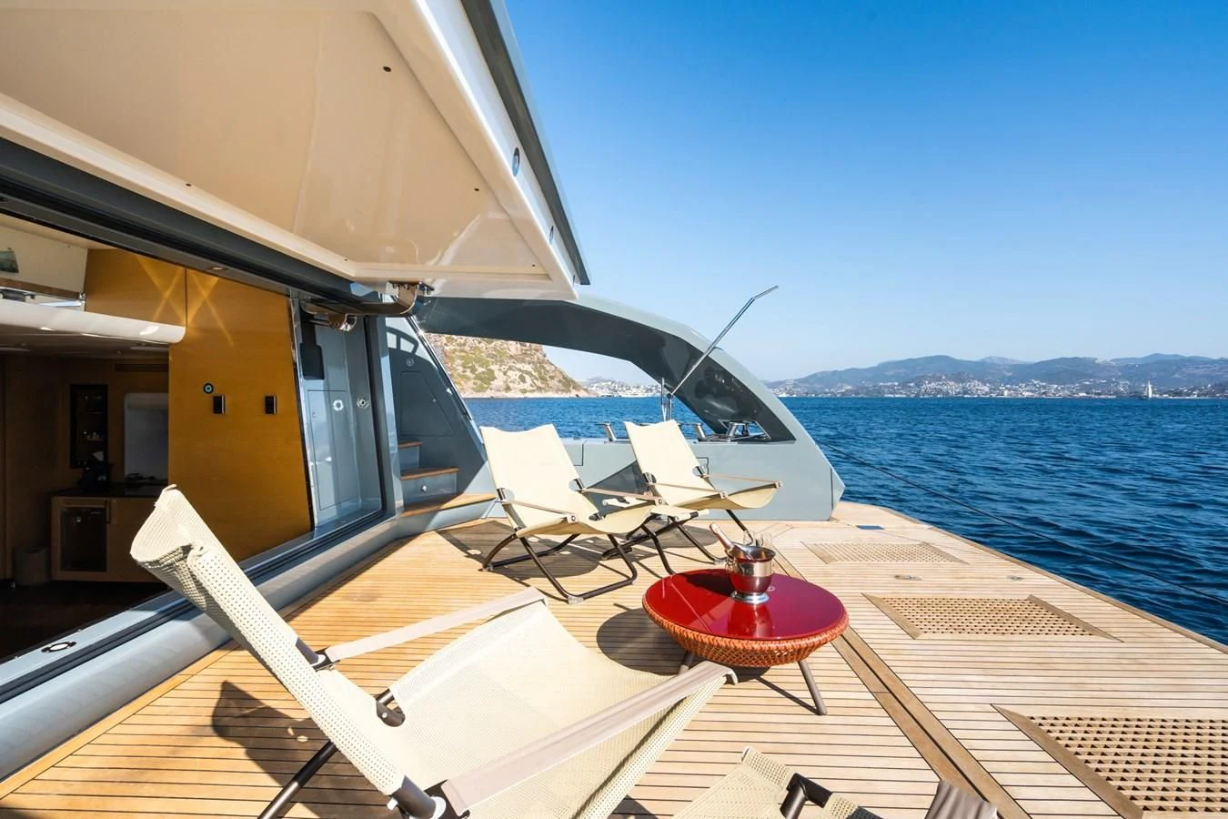 a boat on a deck aboard LEONIDAS Yacht for Sale