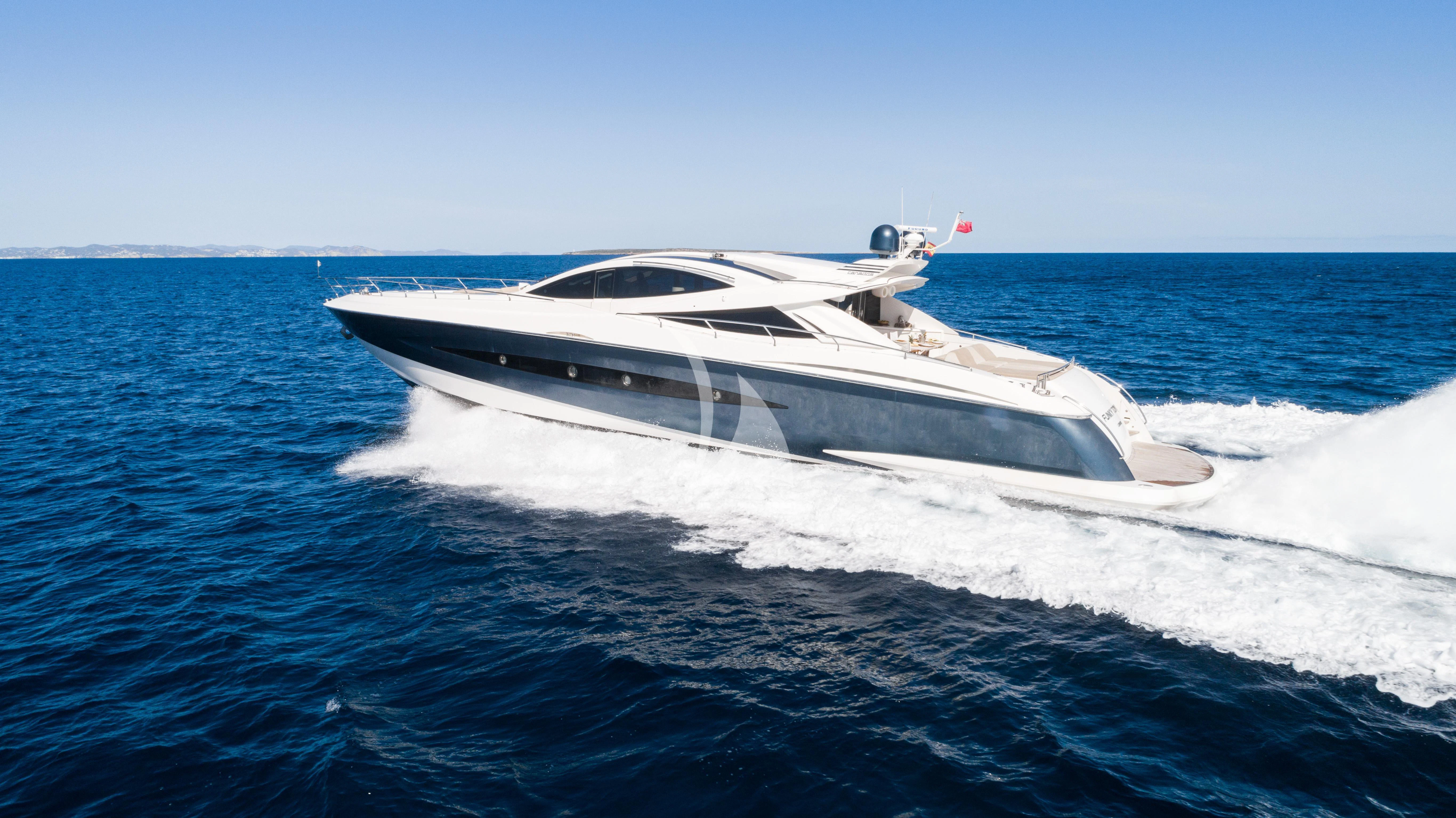 a white yacht in the water aboard FUNKY TOWN Yacht for Sale