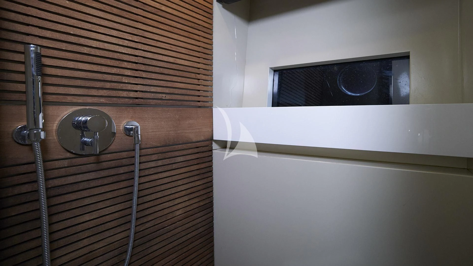 a light fixture in a room aboard FUNKY TOWN Yacht for Sale