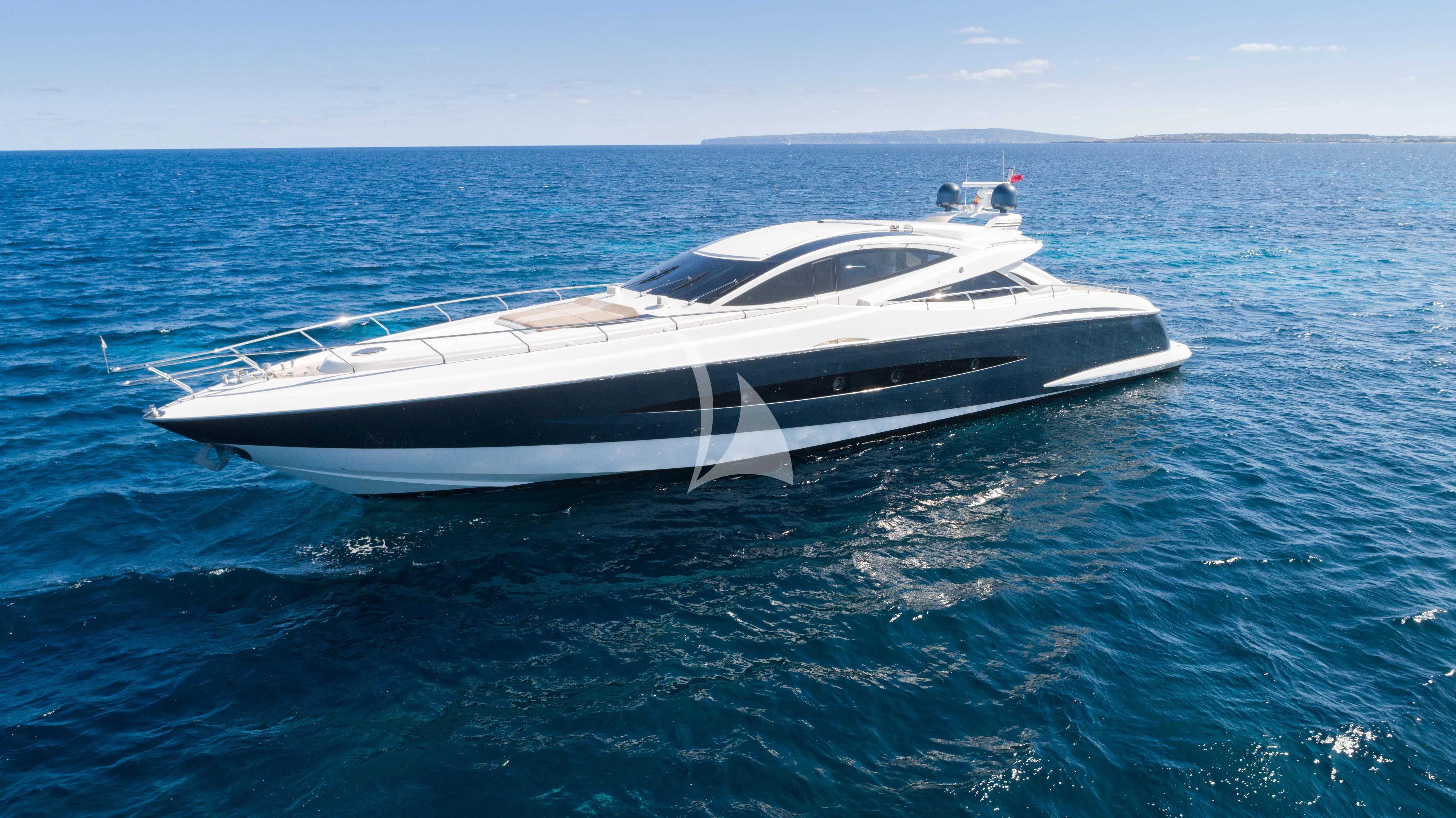 a white yacht in the water aboard FUNKY TOWN Yacht for Sale