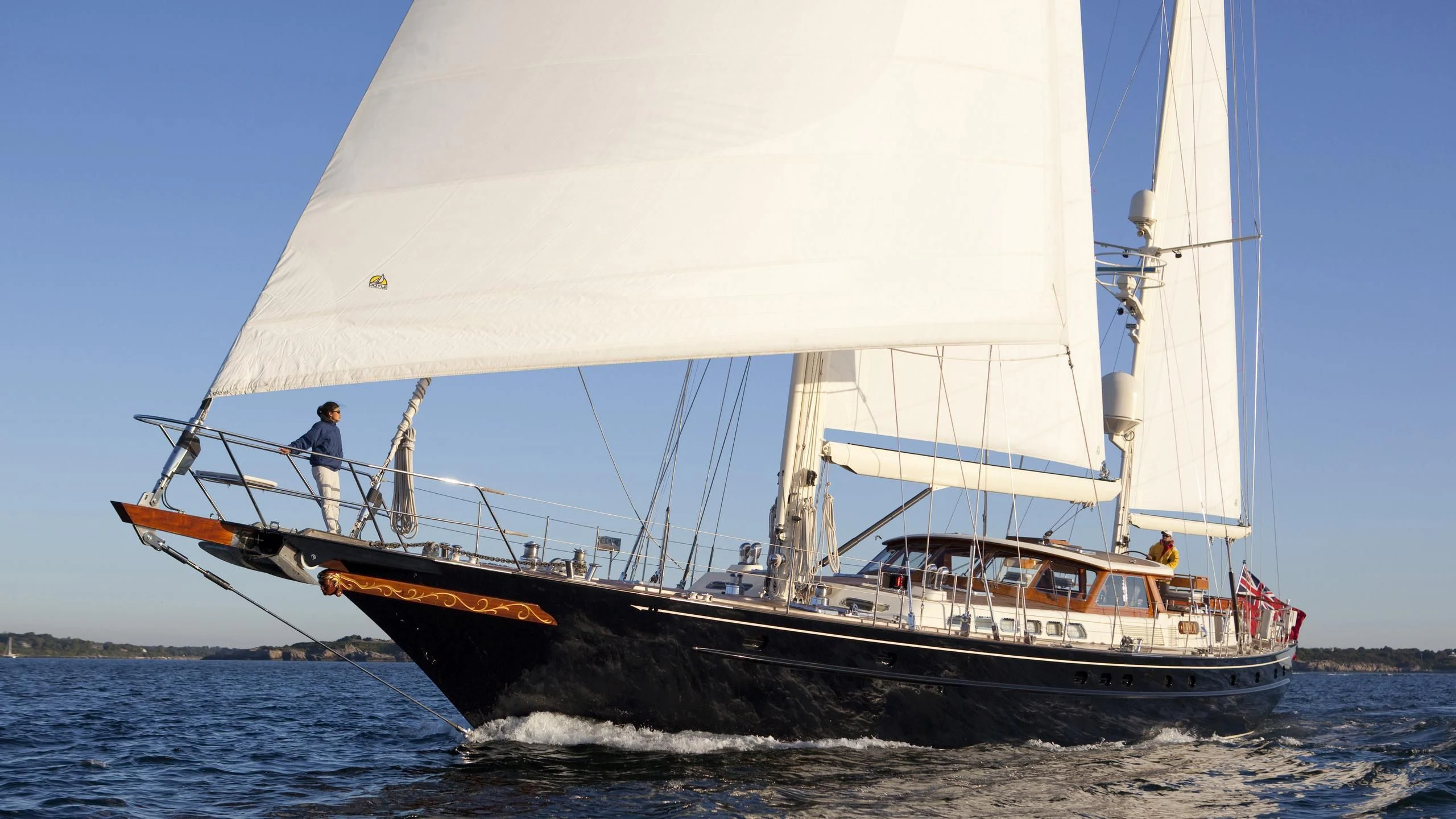 a person on a boat aboard AUDREY II Yacht for Sale