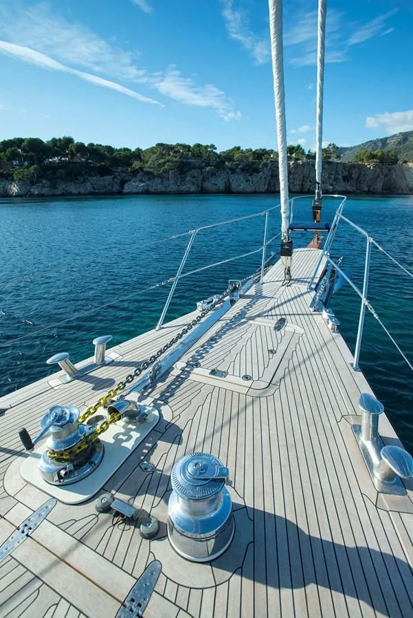 a large ship with a rope attached aboard AUDREY II Yacht for Sale