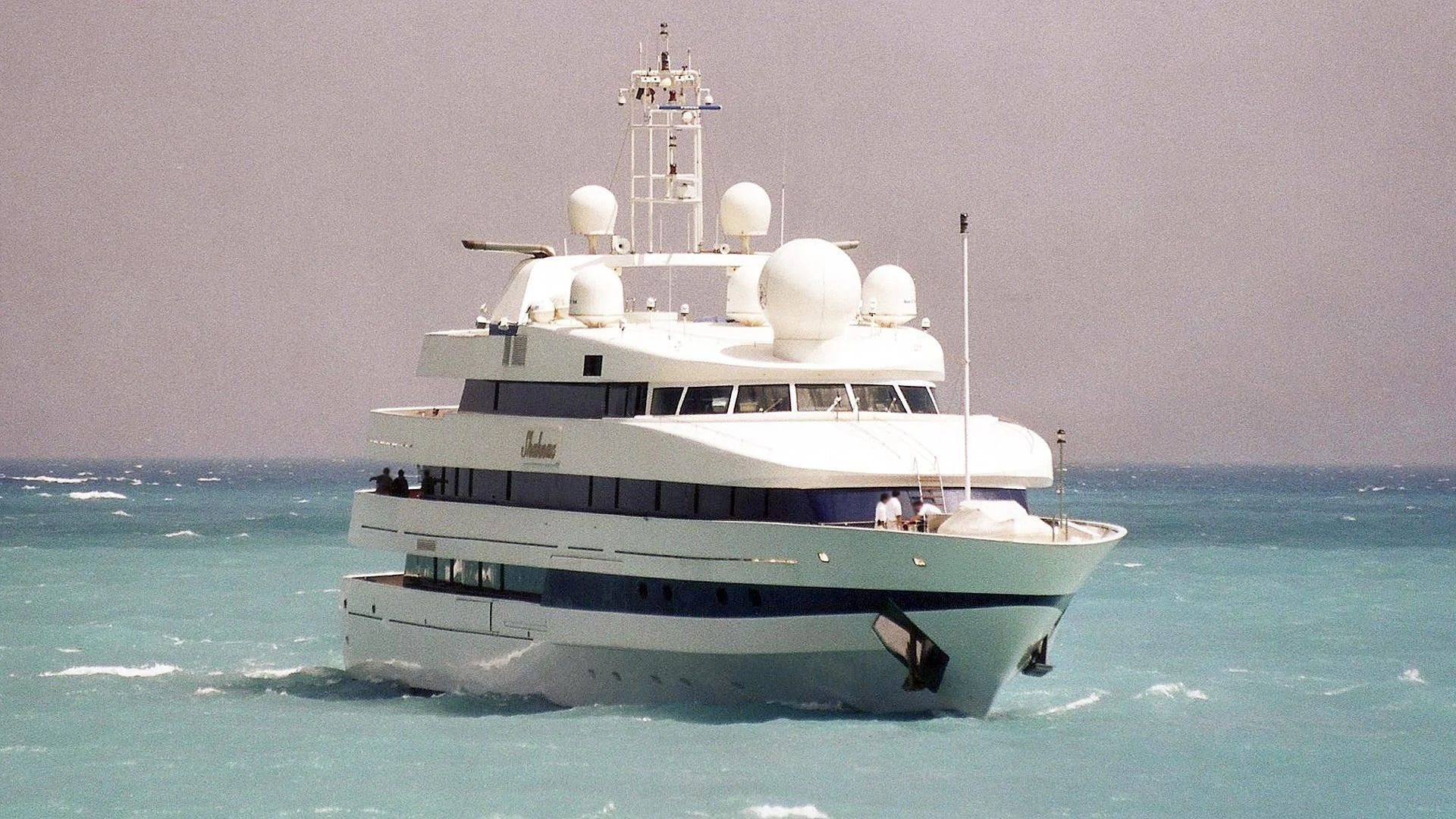 a boat in the ocean aboard SHAHNAZ Yacht for Sale