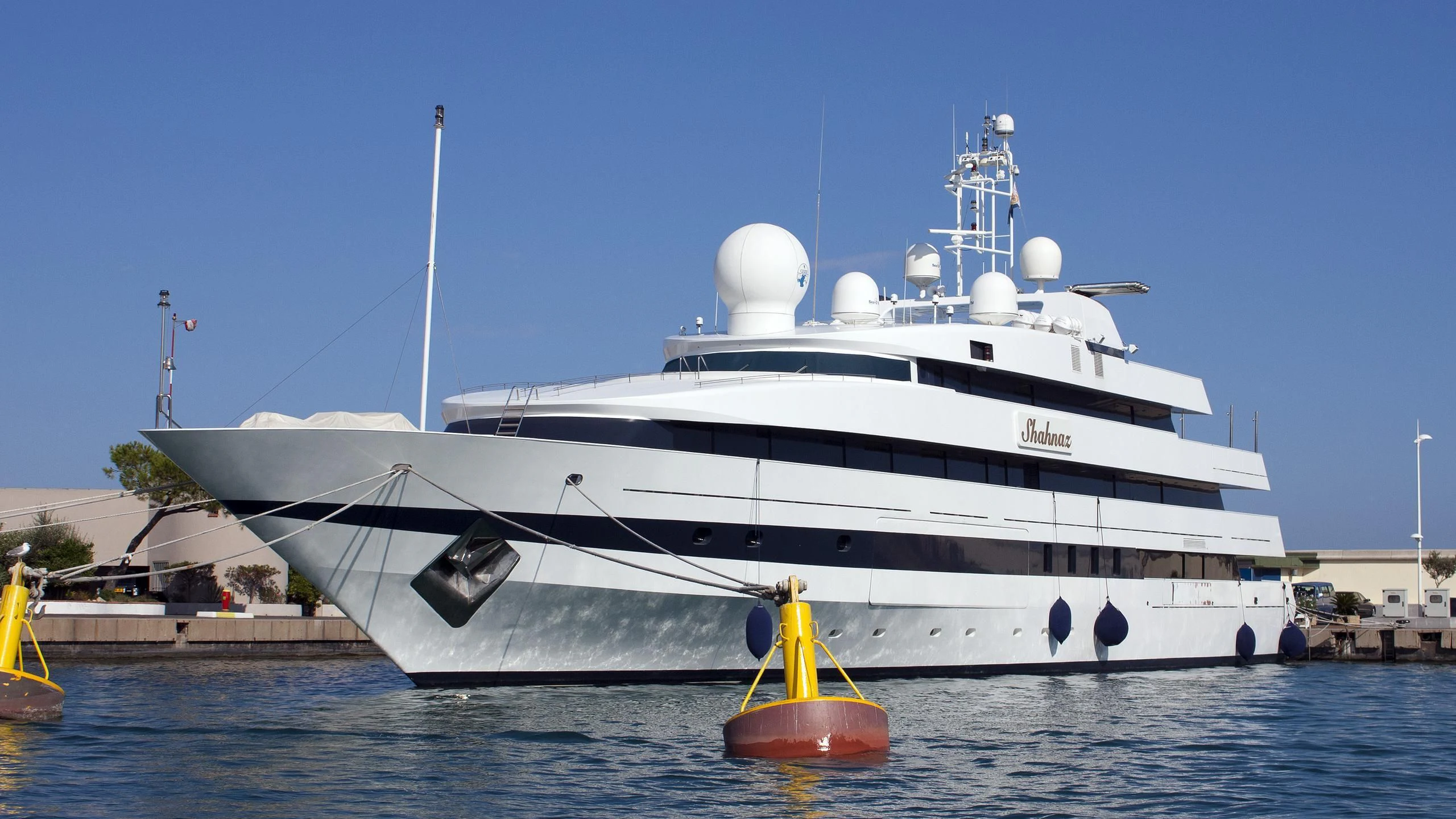 a large white ship aboard SHAHNAZ Yacht for Sale