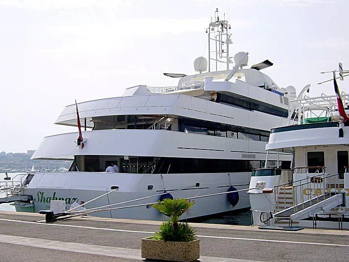 a large white yacht aboard SHAHNAZ Yacht for Sale