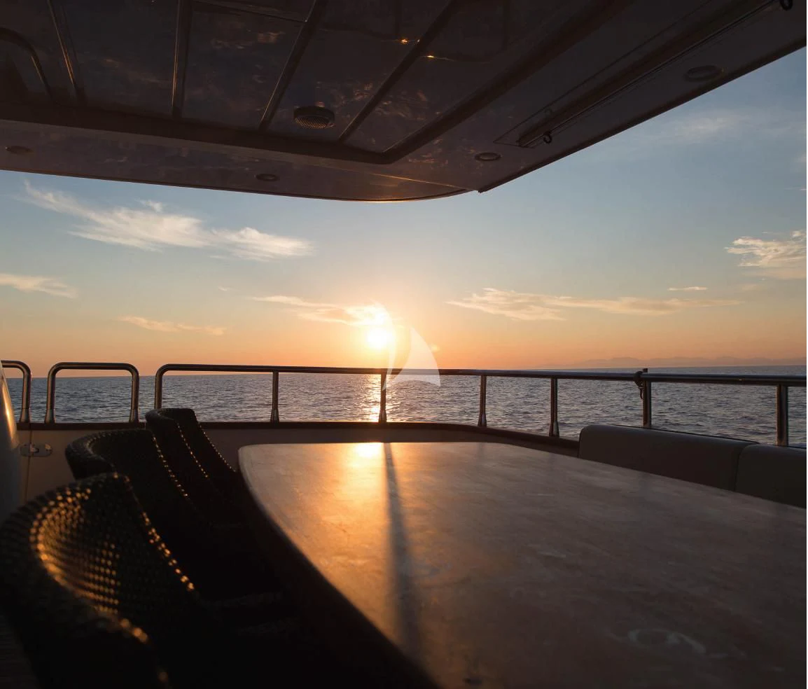 a dock with a sunset aboard OCEAN DELTA 11 Yacht for Sale