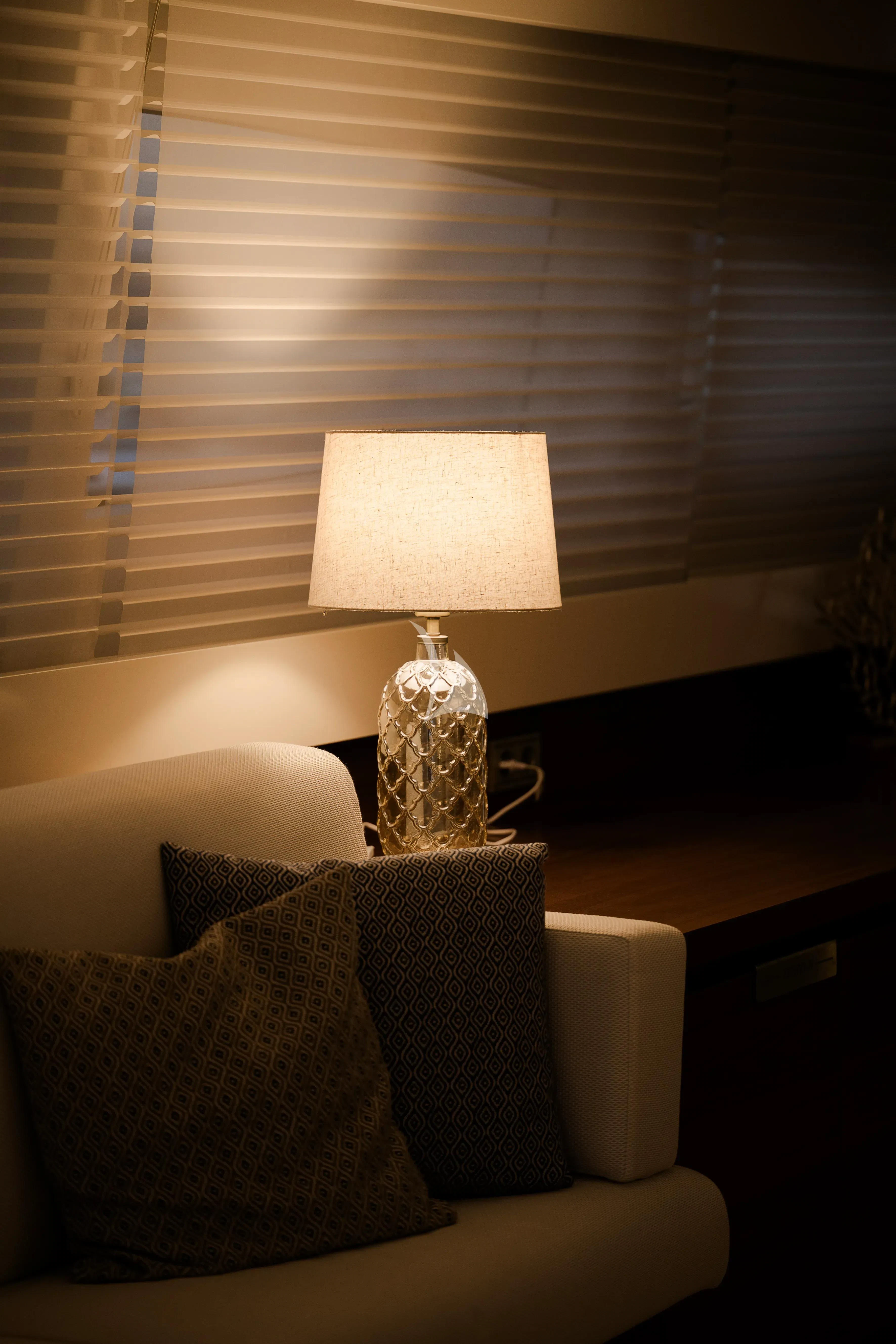 a lamp on a table aboard OCEAN DELTA 11 Yacht for Sale