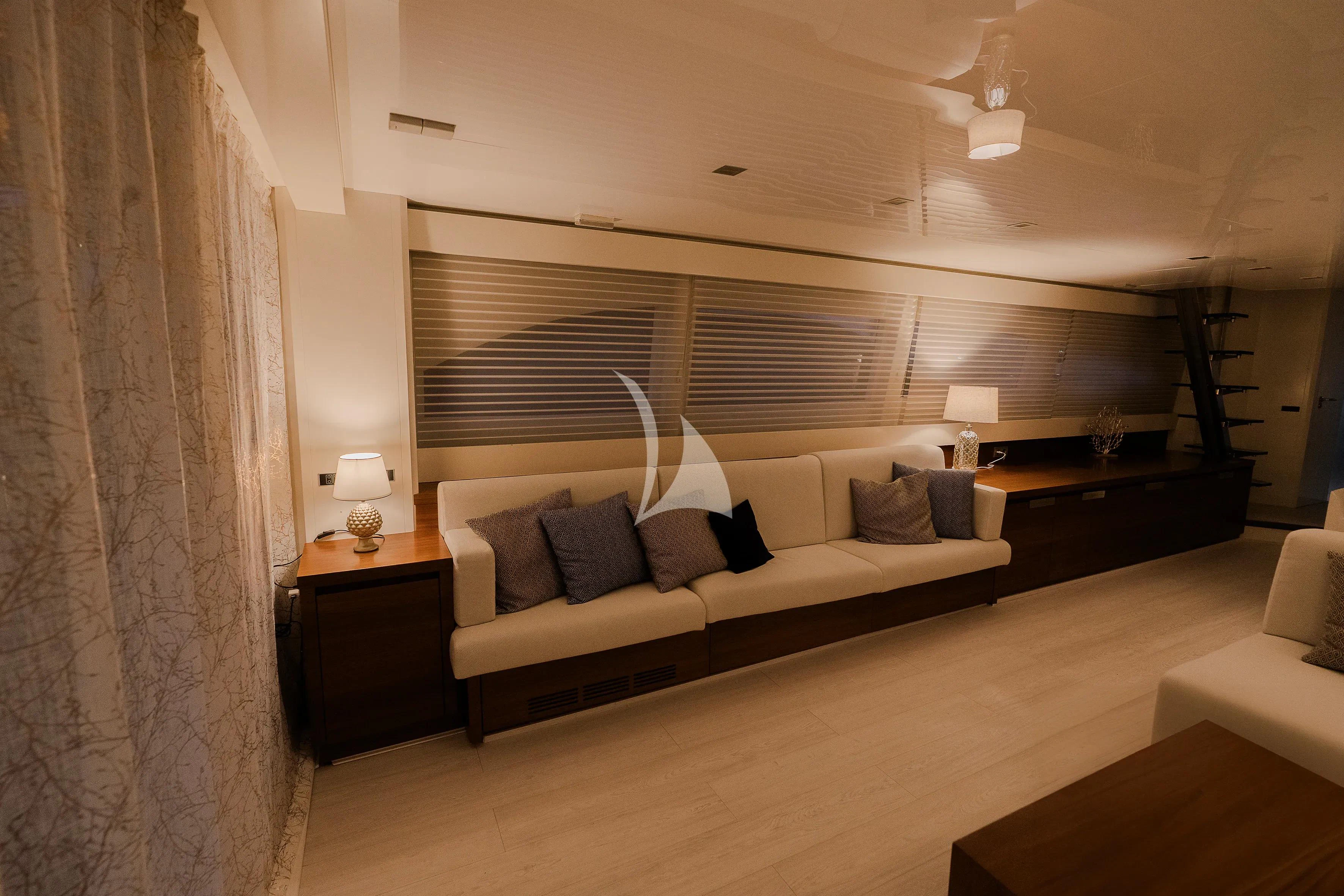 a bed in a room aboard OCEAN DELTA 11 Yacht for Sale