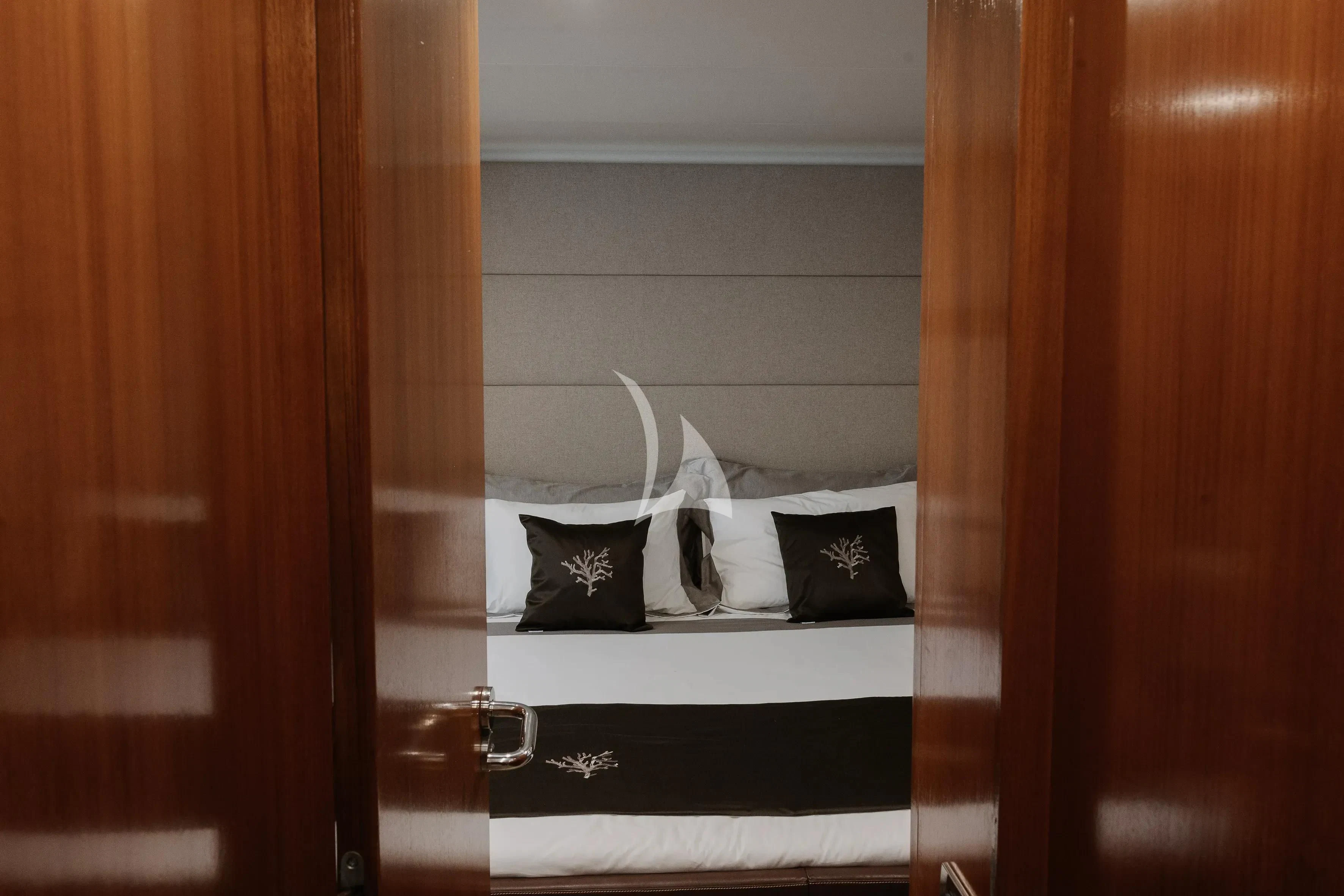 a pair of shoes on a door aboard OCEAN DELTA 11 Yacht for Sale