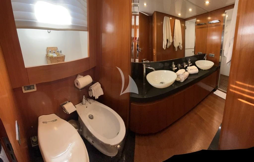 a bathroom with a sink and a toilet aboard OCEAN DELTA 11 Yacht for Sale