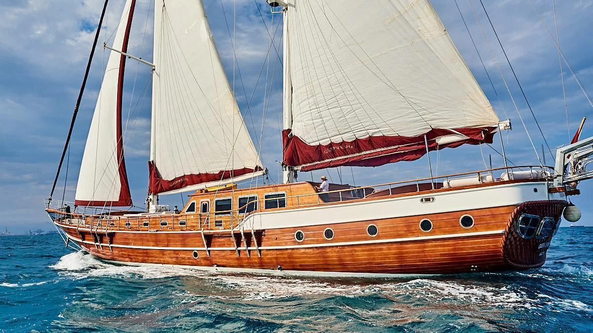 a large boat in the water aboard QUEEN OF KARIA Yacht for Sale