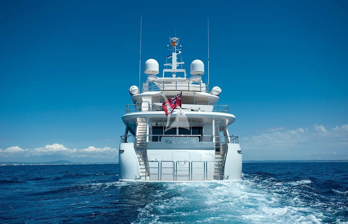 a ship in the water aboard CHRISTINA G Yacht for Charter